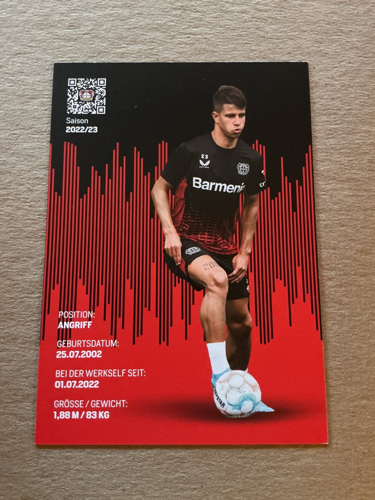 Adam Hlozek, Czech Republic 🇨🇿 Bayer 04 Leverkusen 2022/23 hand signed - Autographs-World