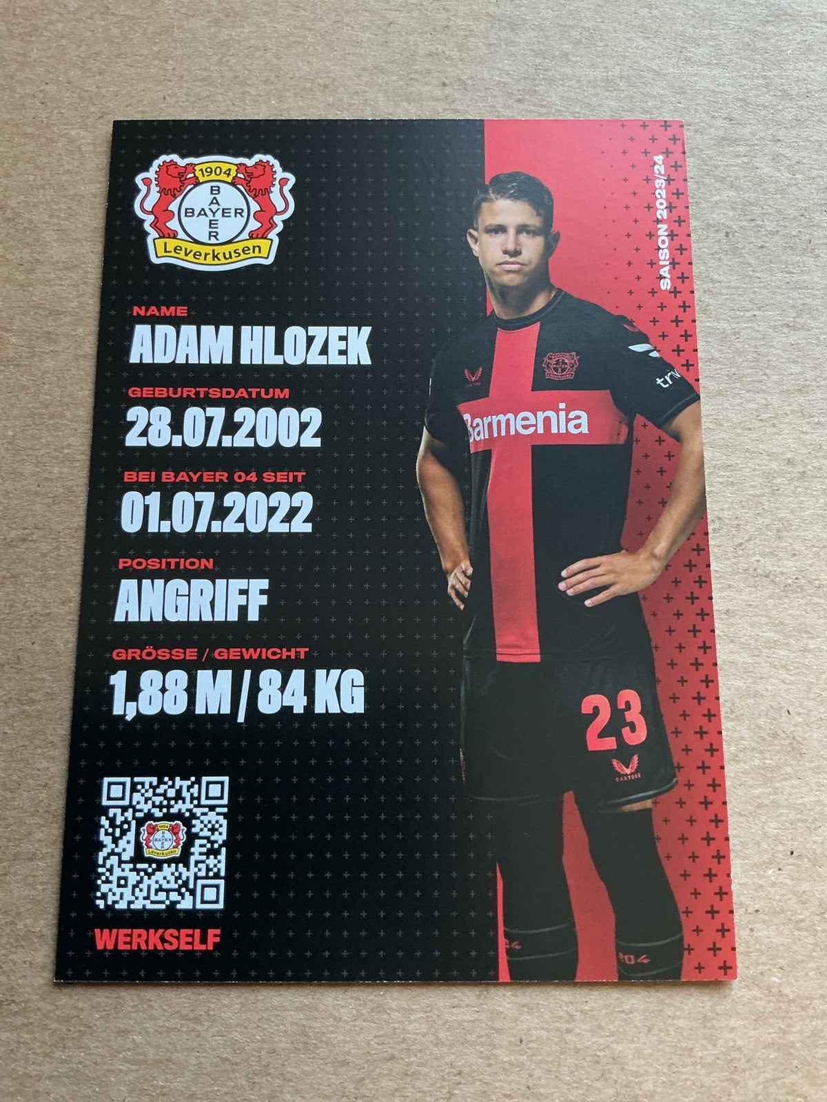 Adam Hlozek, Czech Republic 🇨🇿 Bayer 04 Leverkusen 2023/24 hand signed - Autographs-World