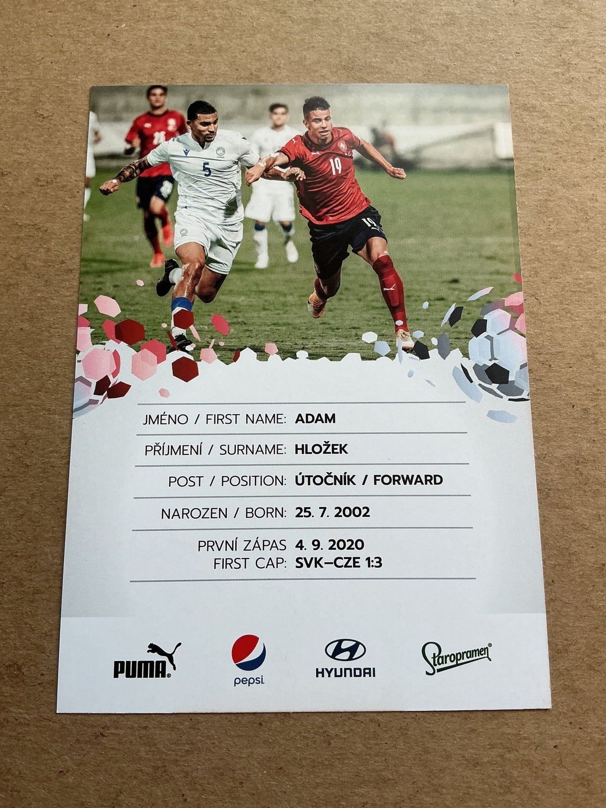 Adam Hložek, Czech Republic 🇨🇿 UEFA Euro Cup 2020 hand signed - Autographs-World