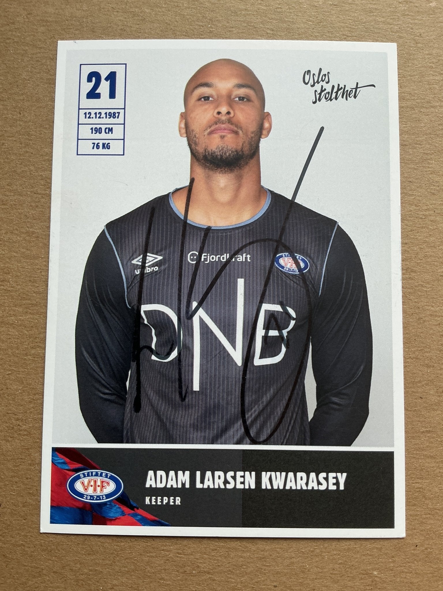 Adam Kwarasey, Ghana 🇬🇭 Vålerenga IF 2019/20 hand signed - Autographs-World