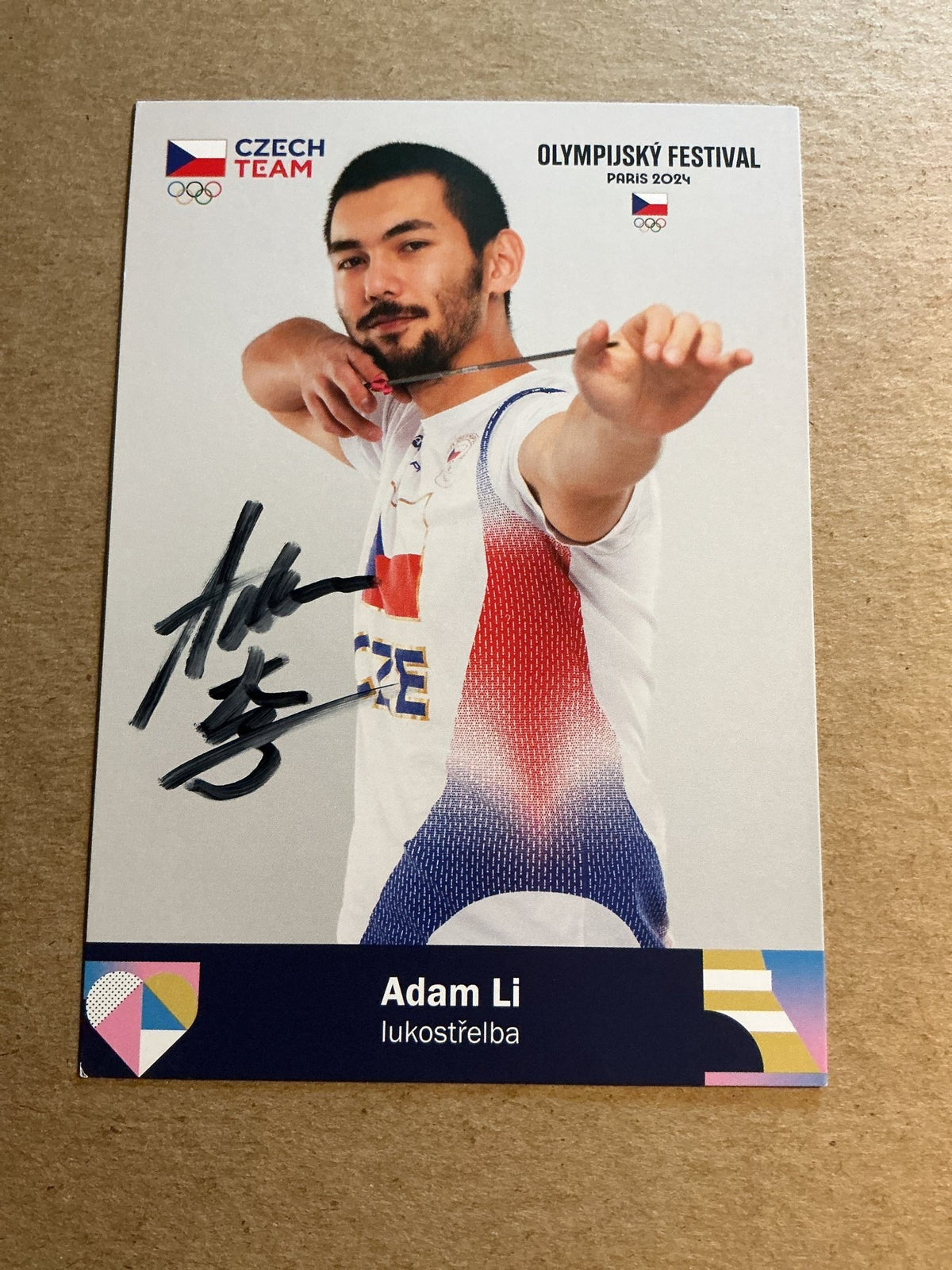 Adam Li, Czech Republic 🇨🇿 Archery Summer Olympics 2024 hand signed - Autographs-World