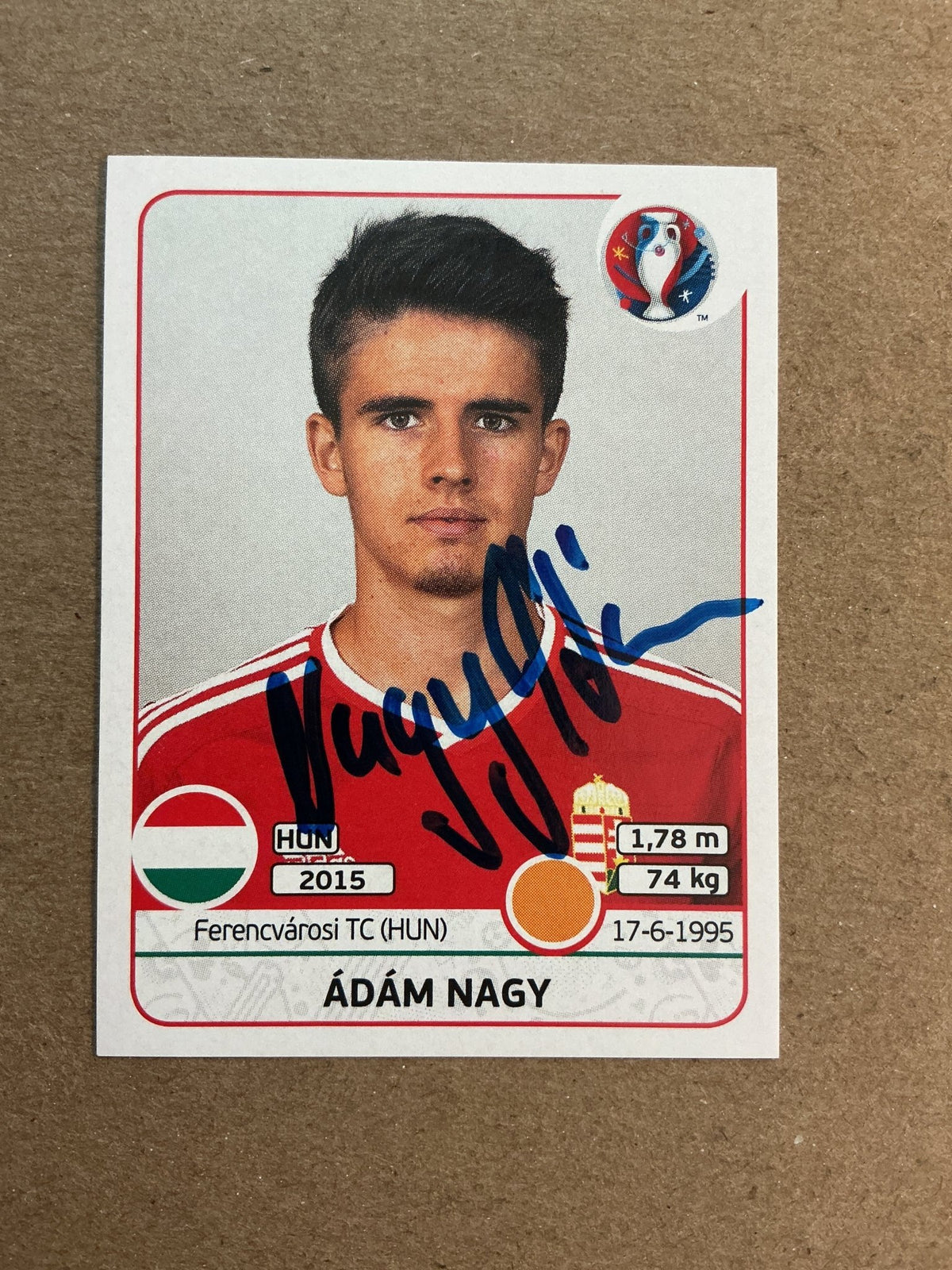 Ádám Nagy, Hungary 🇭🇺 UEFA Euro 2016 Panini hand signed - Autographs-World