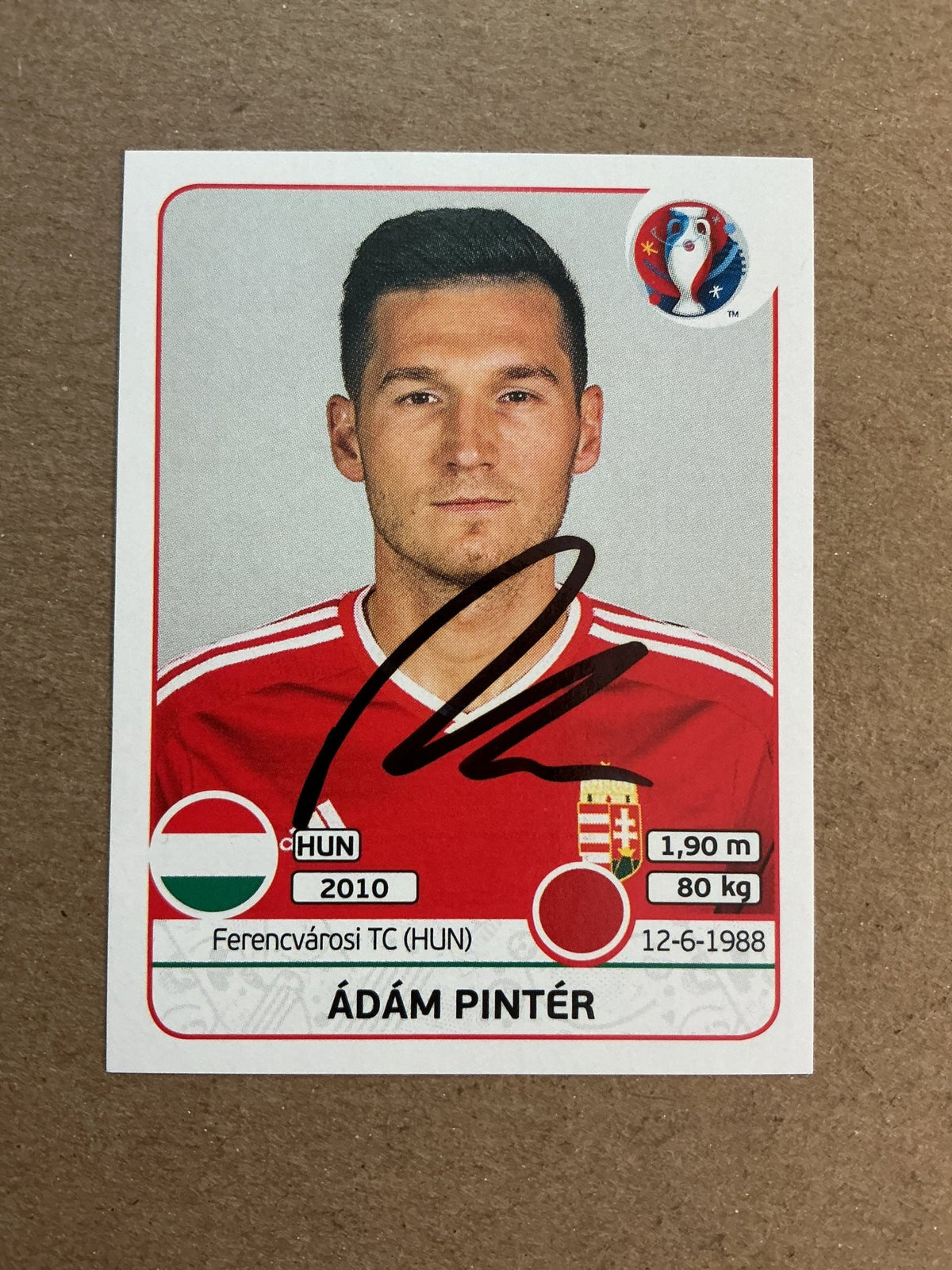 Ádám Pinter, Hungary 🇭🇺 UEFA Euro 2016 Panini hand signed - Autographs-World