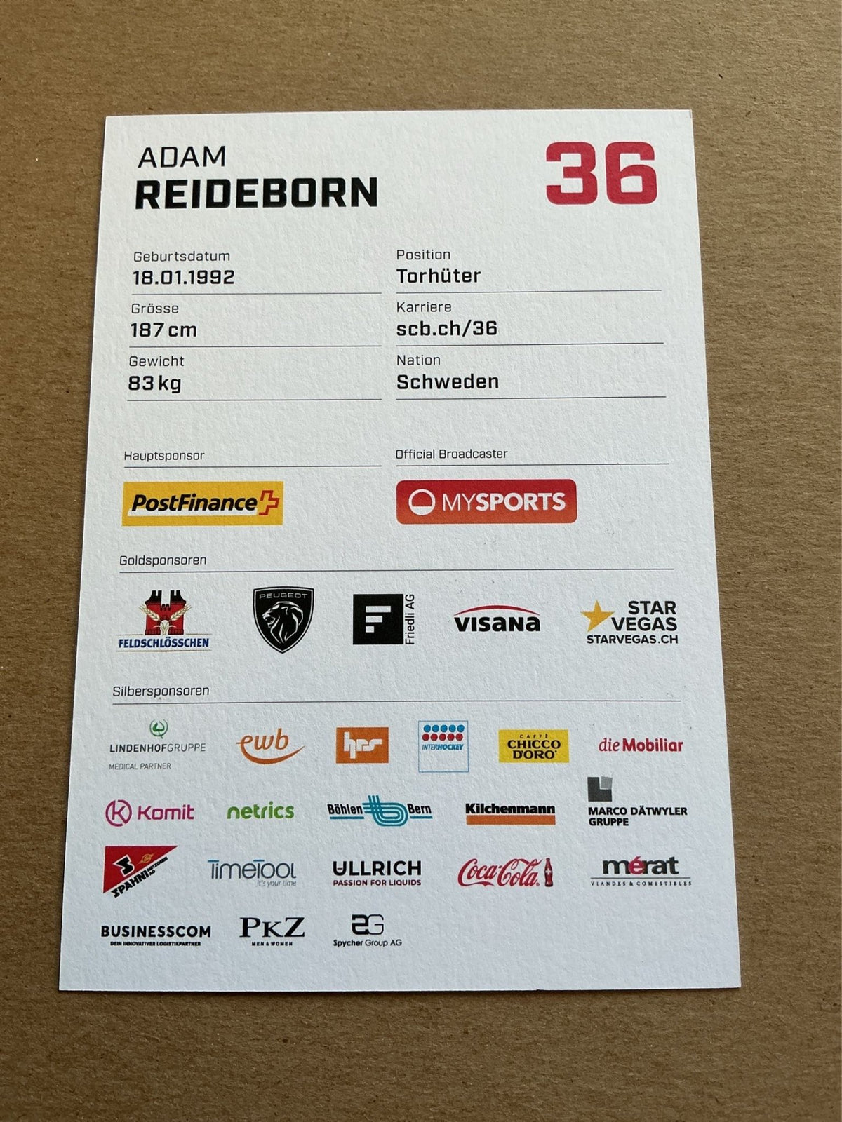 Adam Reideborn, Sweden 🇸🇪 SC Bern 2023/24 hand signed - Autographs-World