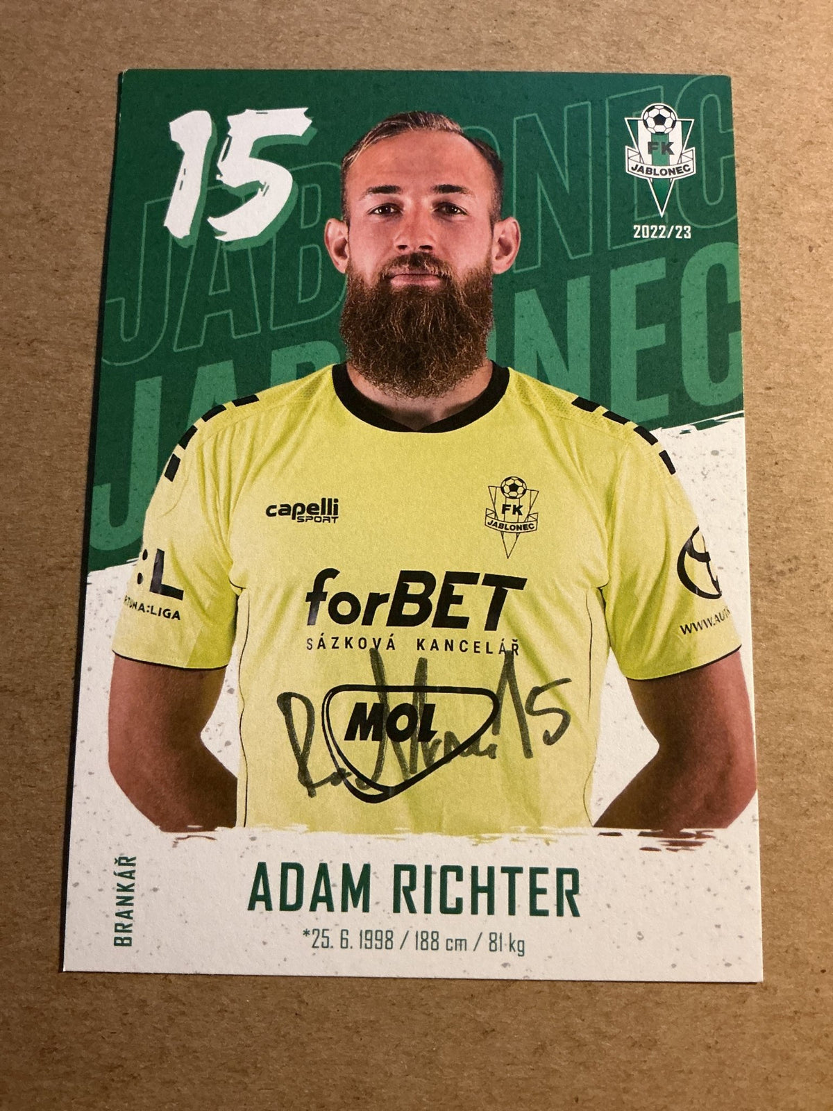 Adam Richter, Czech Republic 🇨🇿 FK Jablonec 2022/23 hand signed - Autographs-World