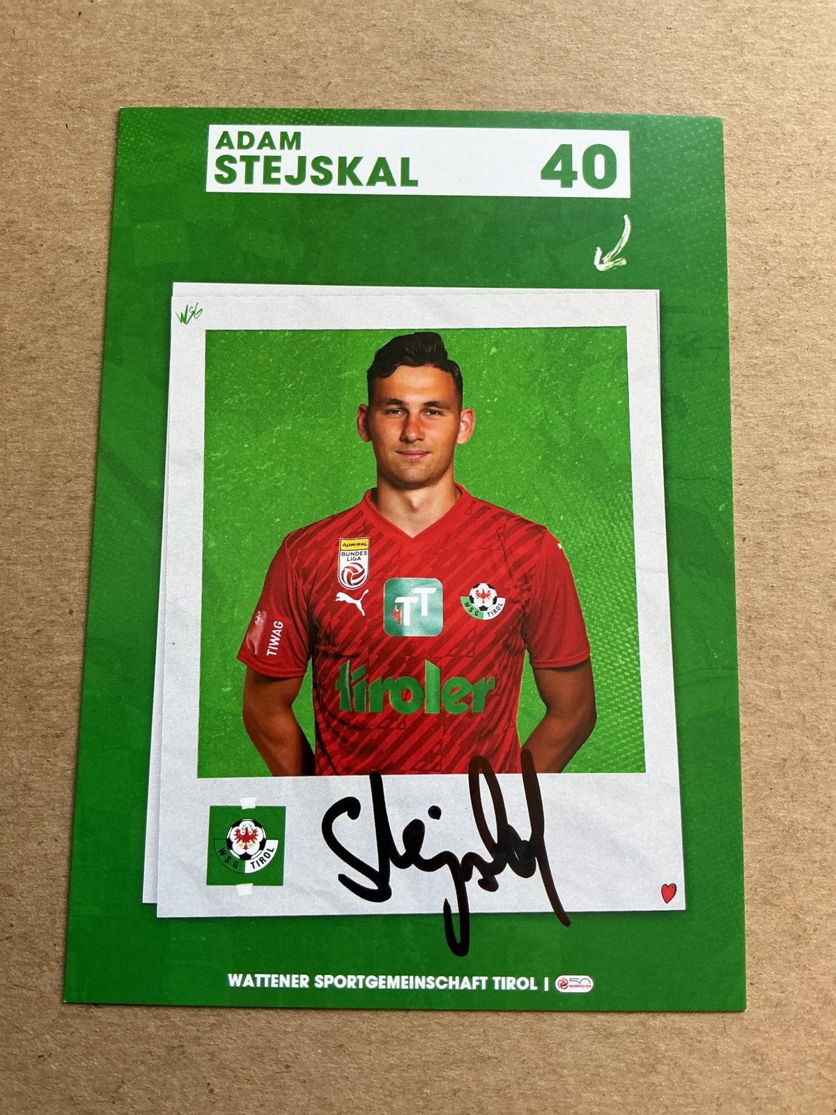 Adam Stejskal, Czech Republic 🇨🇿 WSG Tirol 2023/24 hand signed - Autographs-World