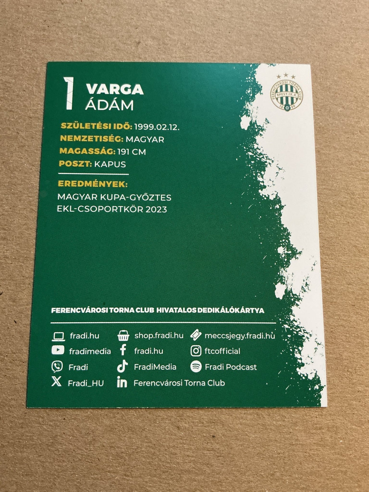 Ádám Varga, Hungary 🇭🇺 Ferencváros TC 2023/24 hand signed - Autographs-World