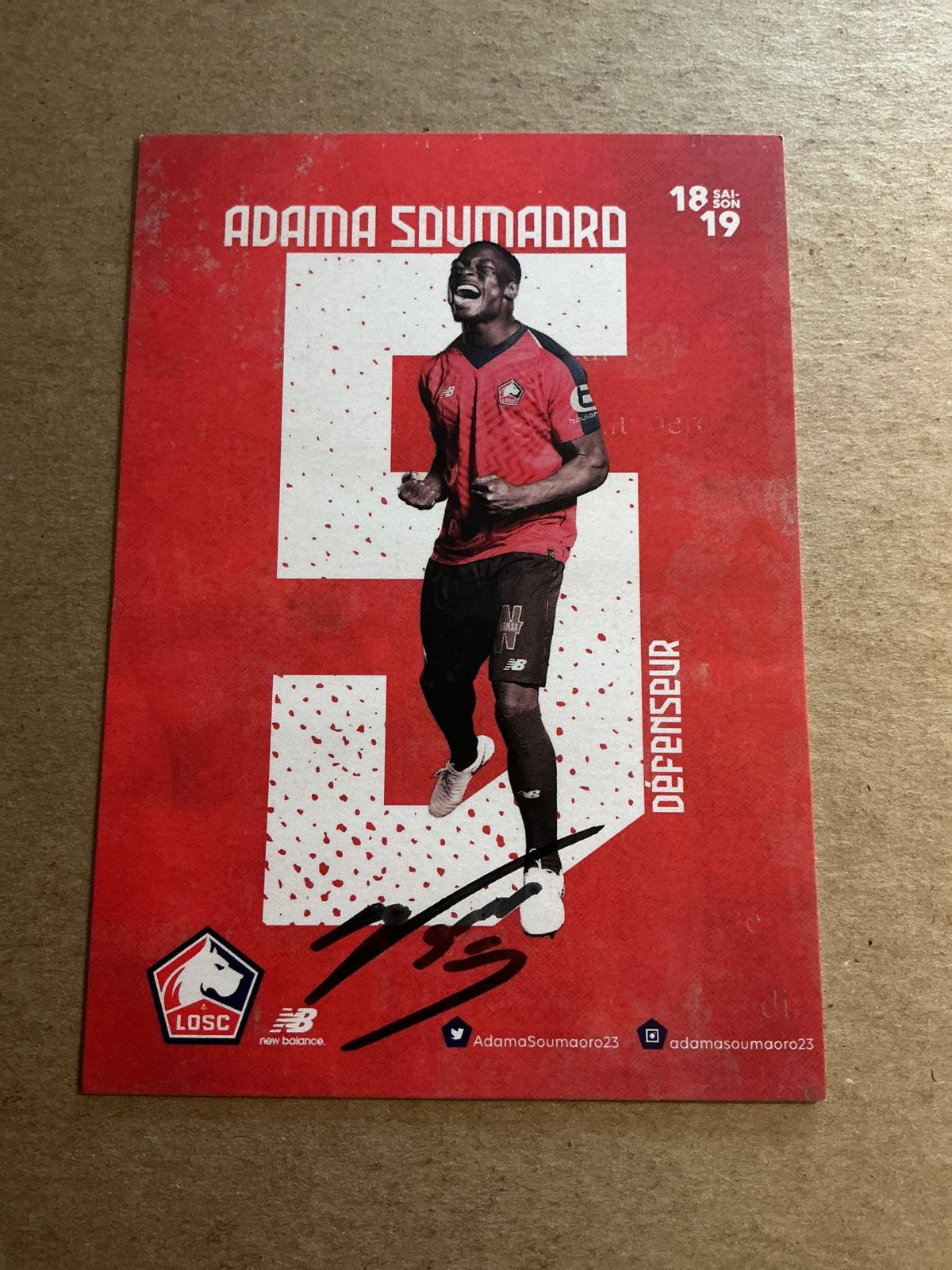 Adama Soumaoro, France 🇫🇷 Lille OSC 2018/19 hand signed - Autographs-World