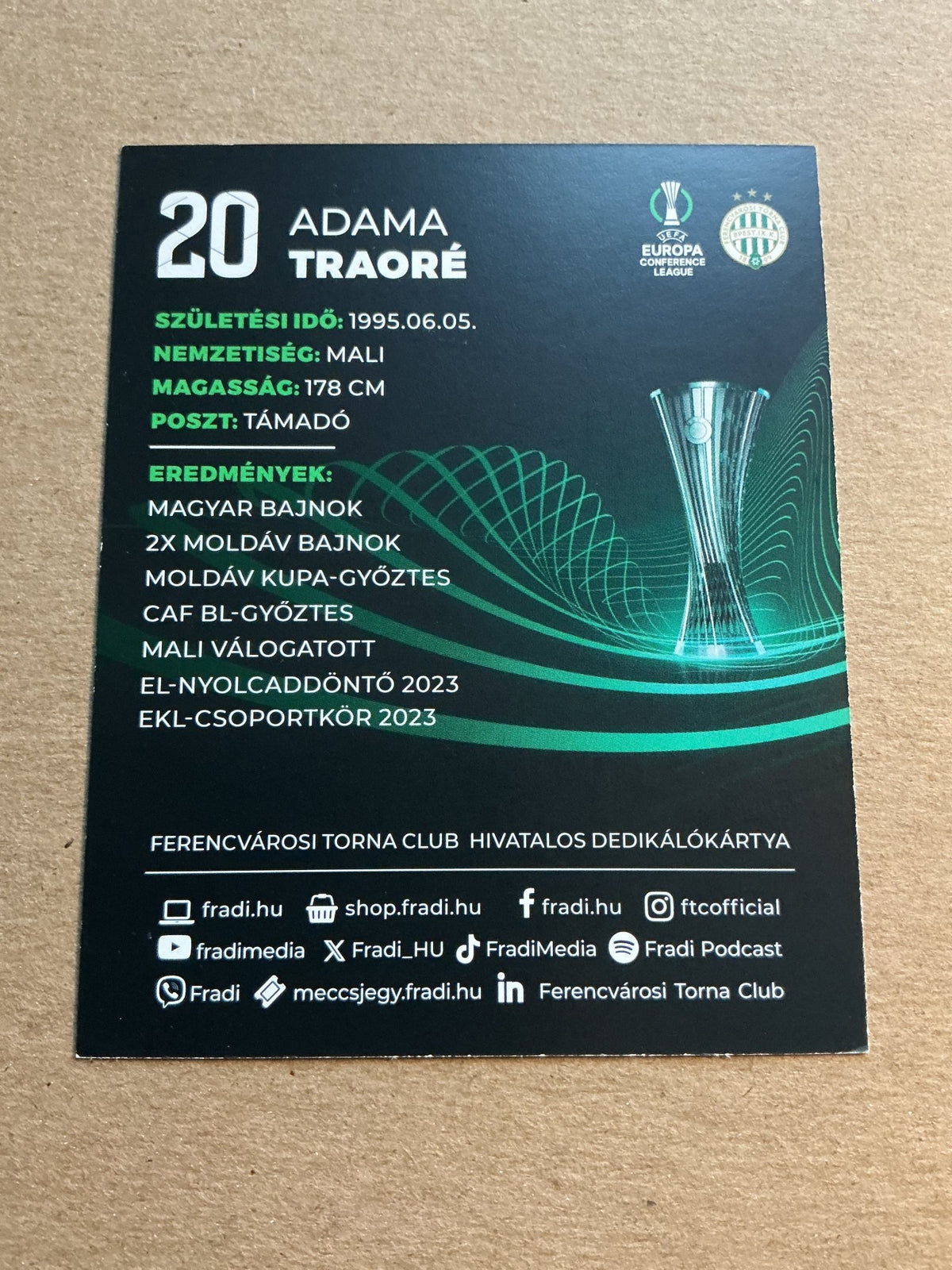 Adama Traoré, Mali 🇲🇱 Ferencváros TC 2023/24 hand signed - Autographs-World