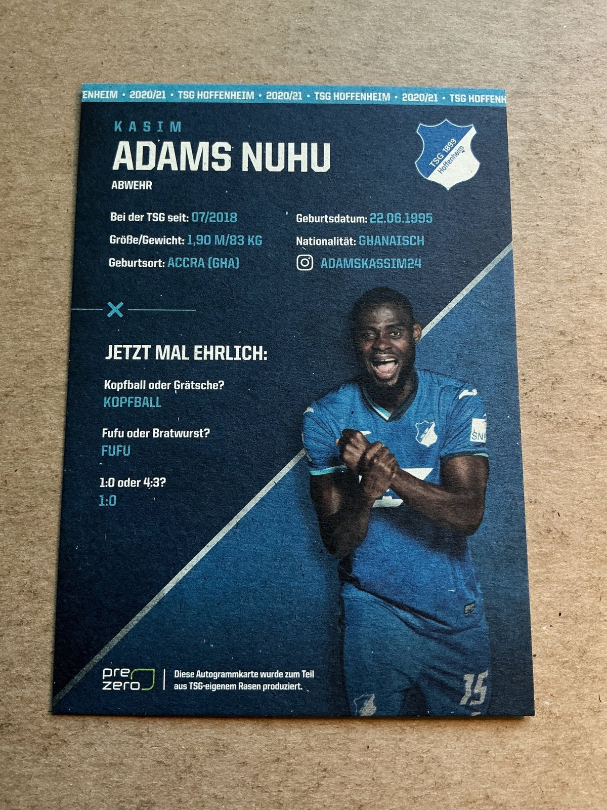 Adams Nuhu, Ghana 🇬🇭 TSG 1899 Hoffenheim 2020/21 hand signed - Autographs-World