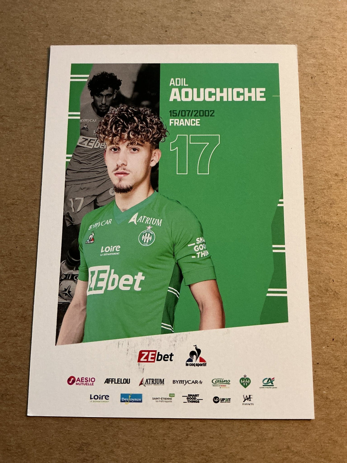Adil Aouchiche, France 🇫🇷 AS Saint-Étienne 2021/22 hand signed - Autographs-World