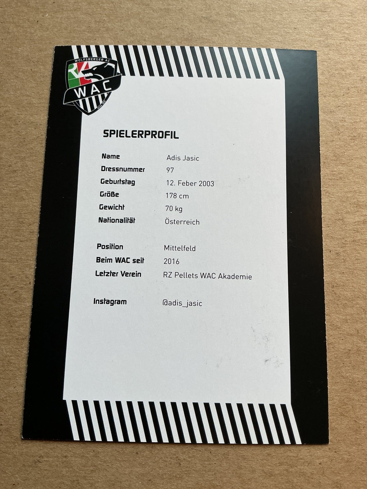 Adis Jasic, Austria 🇦🇹 Wolfsberger AC 2023/24 hand signed - Autographs-World