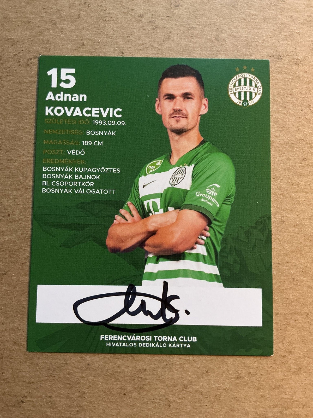 Adnan Kovačević, Bosnia 🇧🇦 Ferencvaros TC 2021/22 hand signed - Autographs-World
