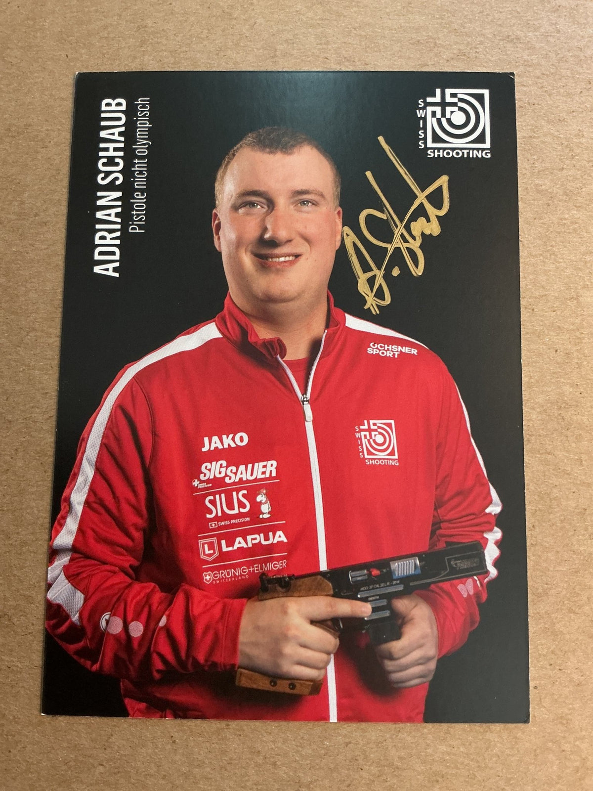 Adrian Schaub, Switzerland 🇨🇭 Shooting Sports 2025 hand signed - Autographs-World