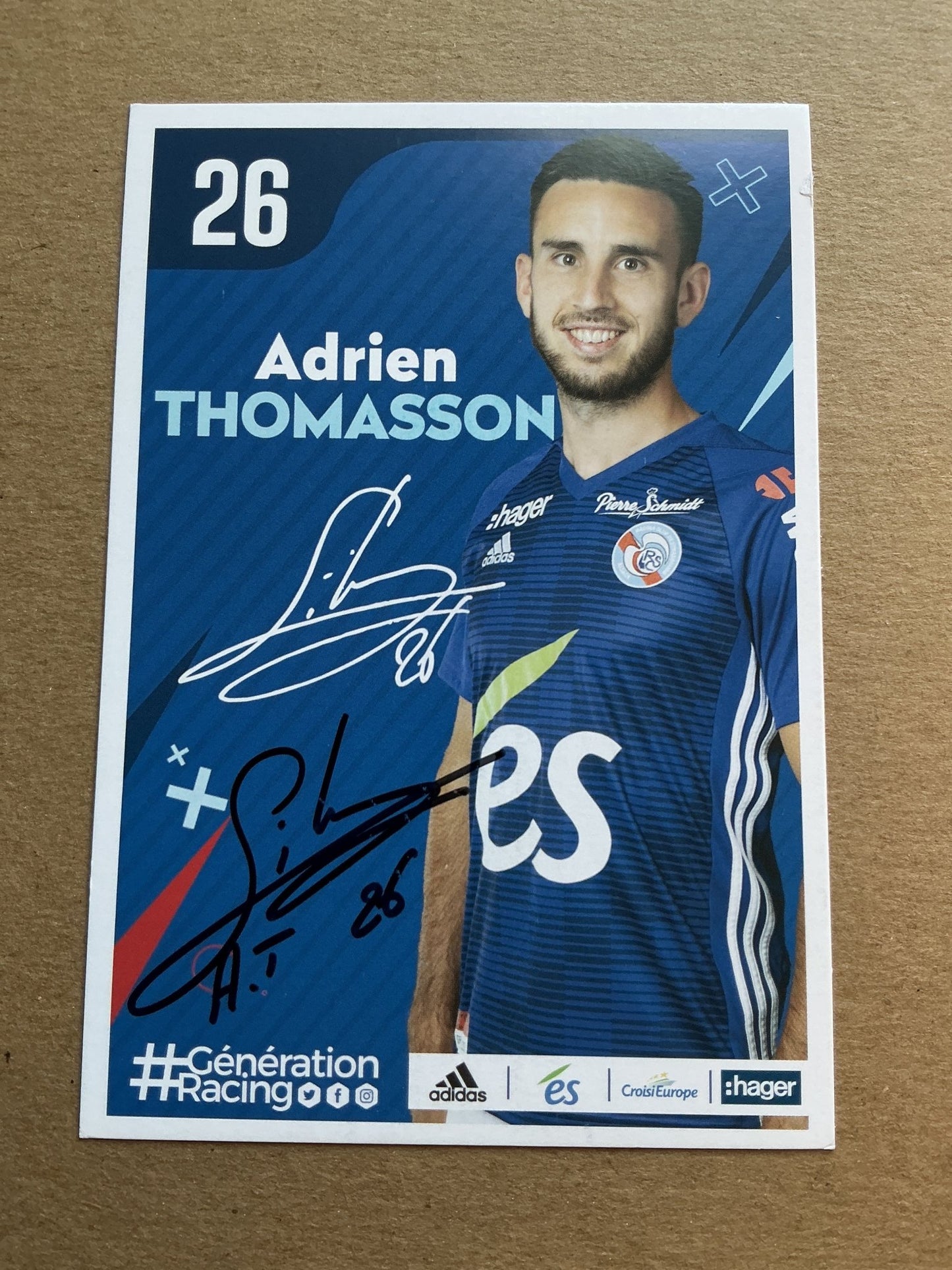 Adrien Thomasson, France 🇫🇷 RC Strasbourg 2019/20 hand signed - Autographs-World