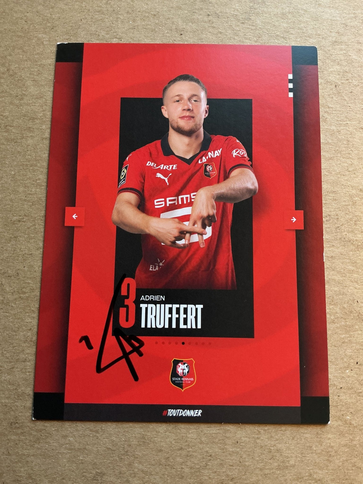 Adrien Truffet, France 🇫🇷 Stade Rennes FC 2023/24 hand signed - Autographs-World