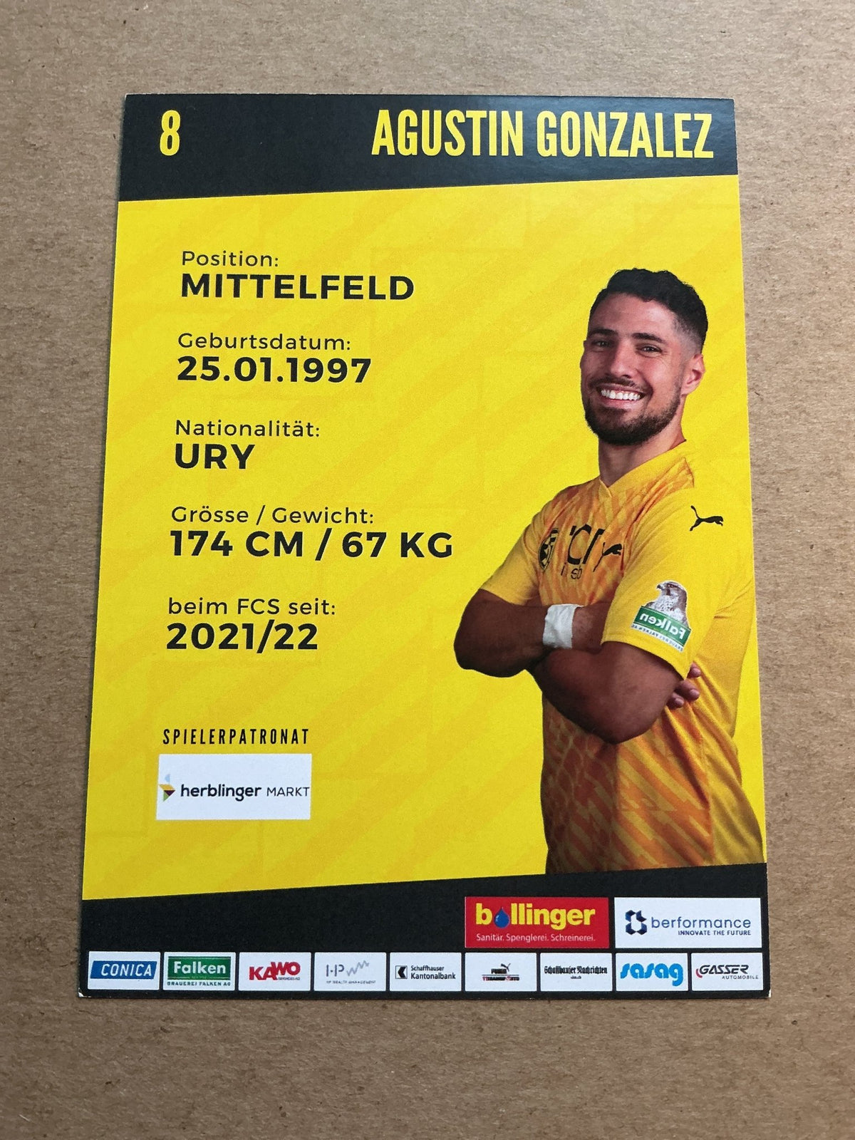 Agustin Gonzalez, Uruguay 🇺🇾 FC Schaffhausen 2023/24 hand signed - Autographs-World