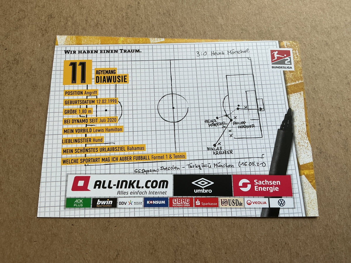 Agyemang Diawusie, Germany 🇩🇪 Dynamo Dresden 2021/22 hand signed - Autographs-World