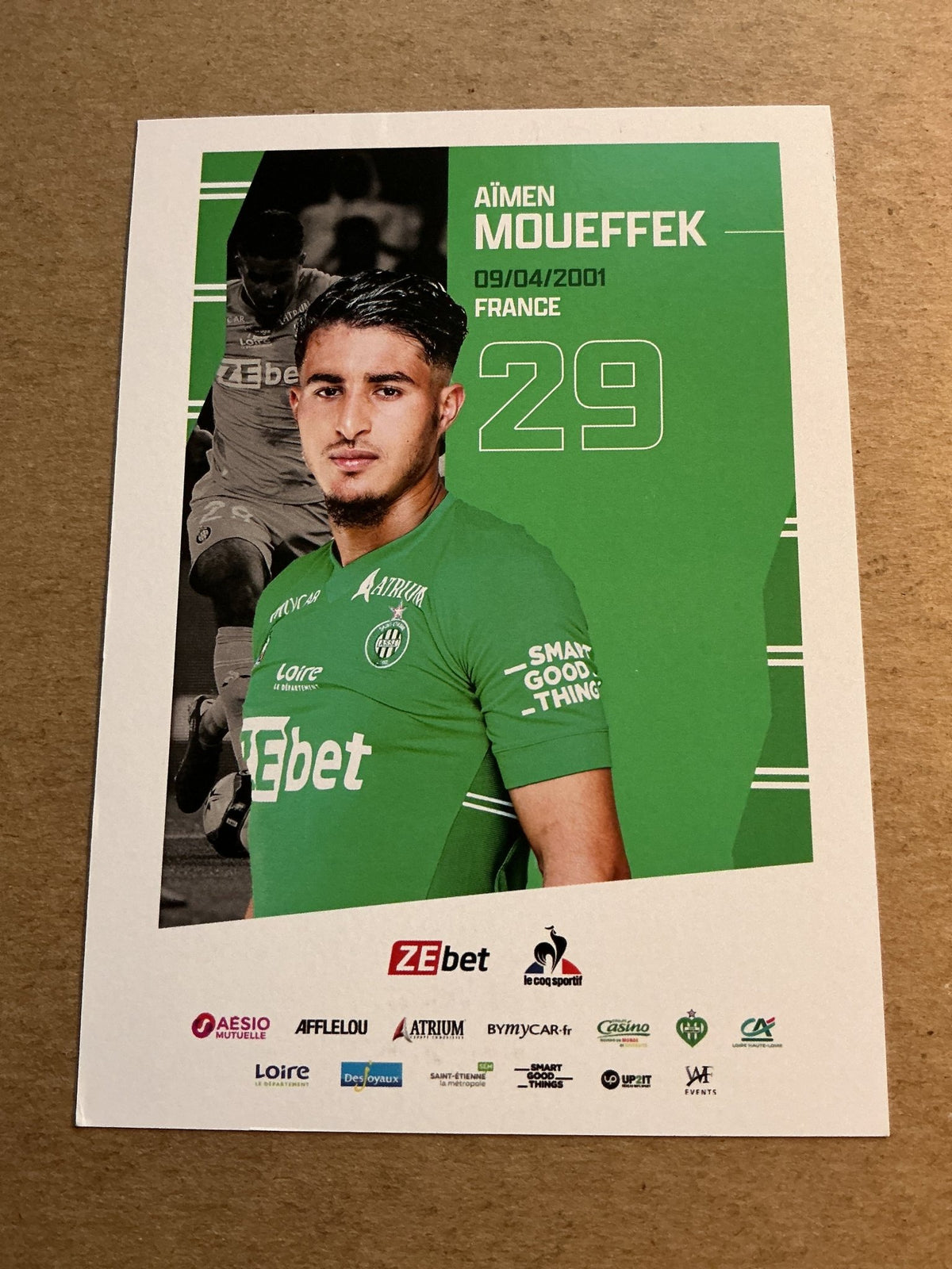 Aïmen Moueffek, France 🇫🇷 AS Saint-Étienne 2021/22 hand signed - Autographs-World