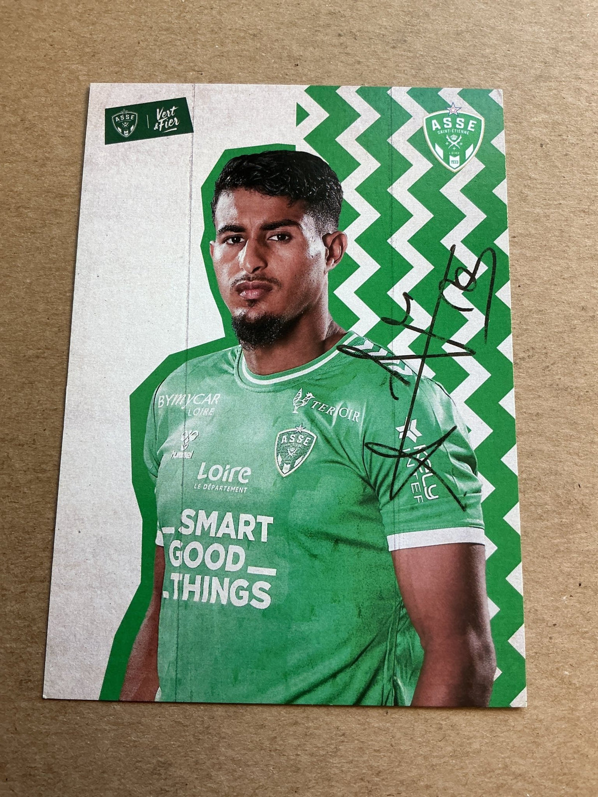 Aimen Moueffek, Morocco 🇲🇦 AS Saint-Etienne 2023/24 hand signed - Autographs-World