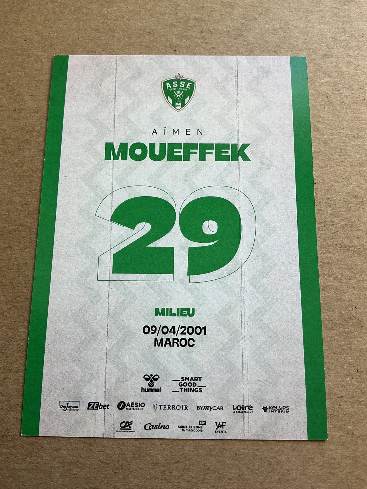 Aimen Moueffek, Morocco 🇲🇦 AS Saint-Etienne 2023/24 hand signed - Autographs-World