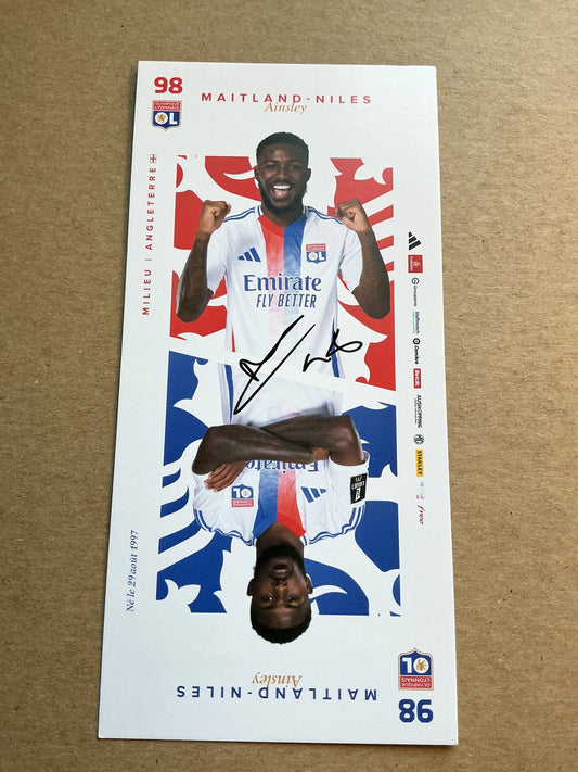 Ainsley Maitland-Niles, England 🏴󠁧󠁢󠁥󠁮󠁧󠁿 Olympique Lyon 2024/25 hand signed - Autographs-World