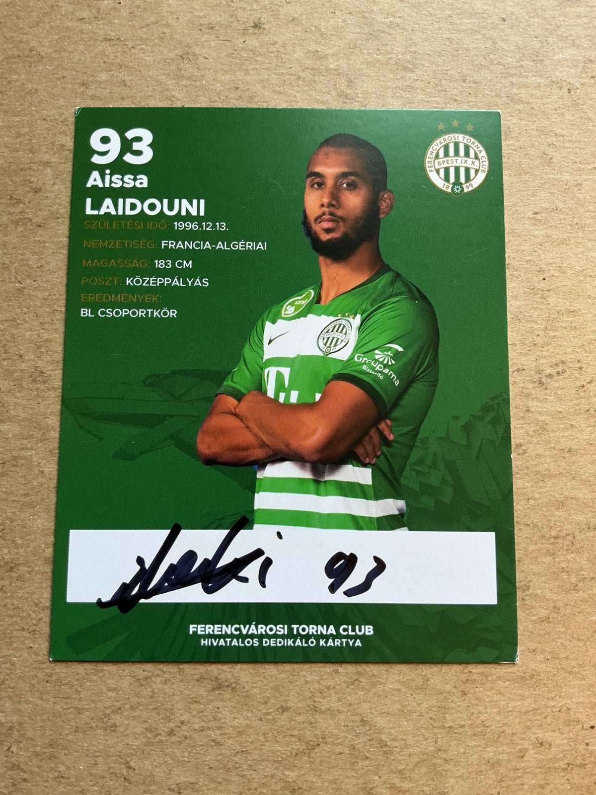 Aïssa Laïdouni, Tunisia 🇹🇳 Ferencváros 2020/21 hand signed - Autographs-World