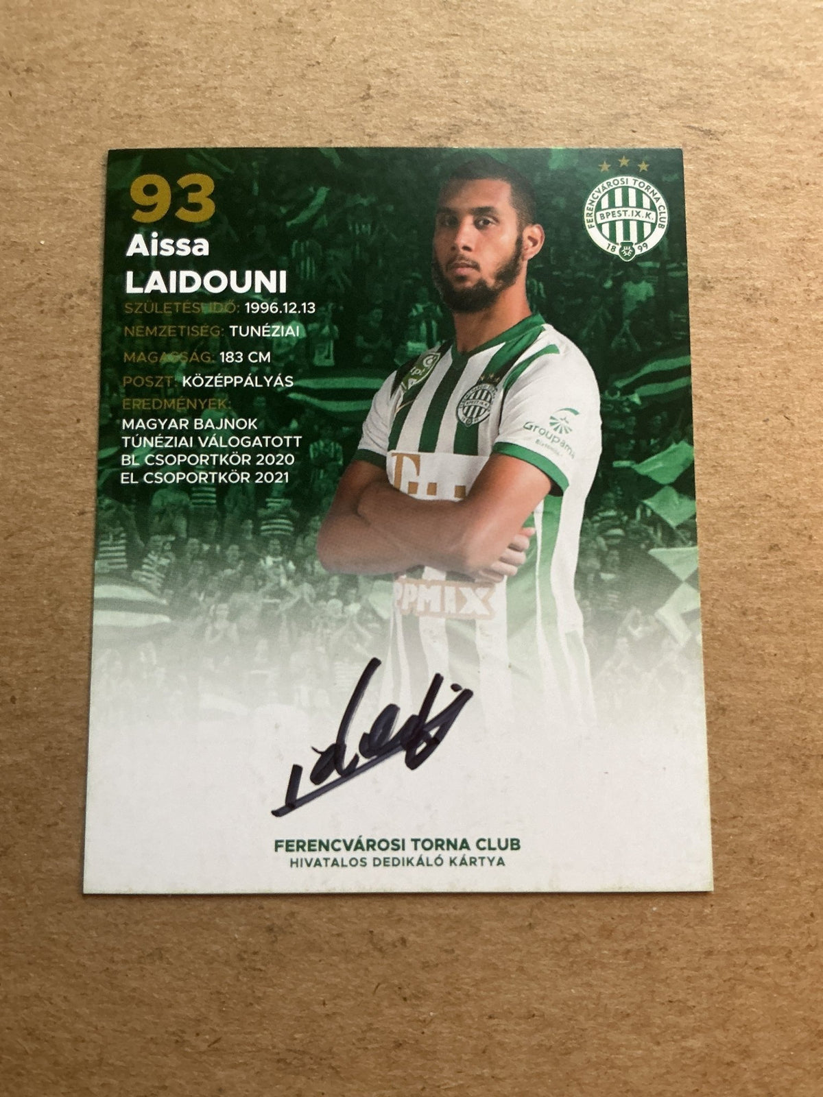 Aïssa Laïdouni, Tunisia 🇹🇳 Ferencvaros TC 2021/22 hand signed - Autographs-World