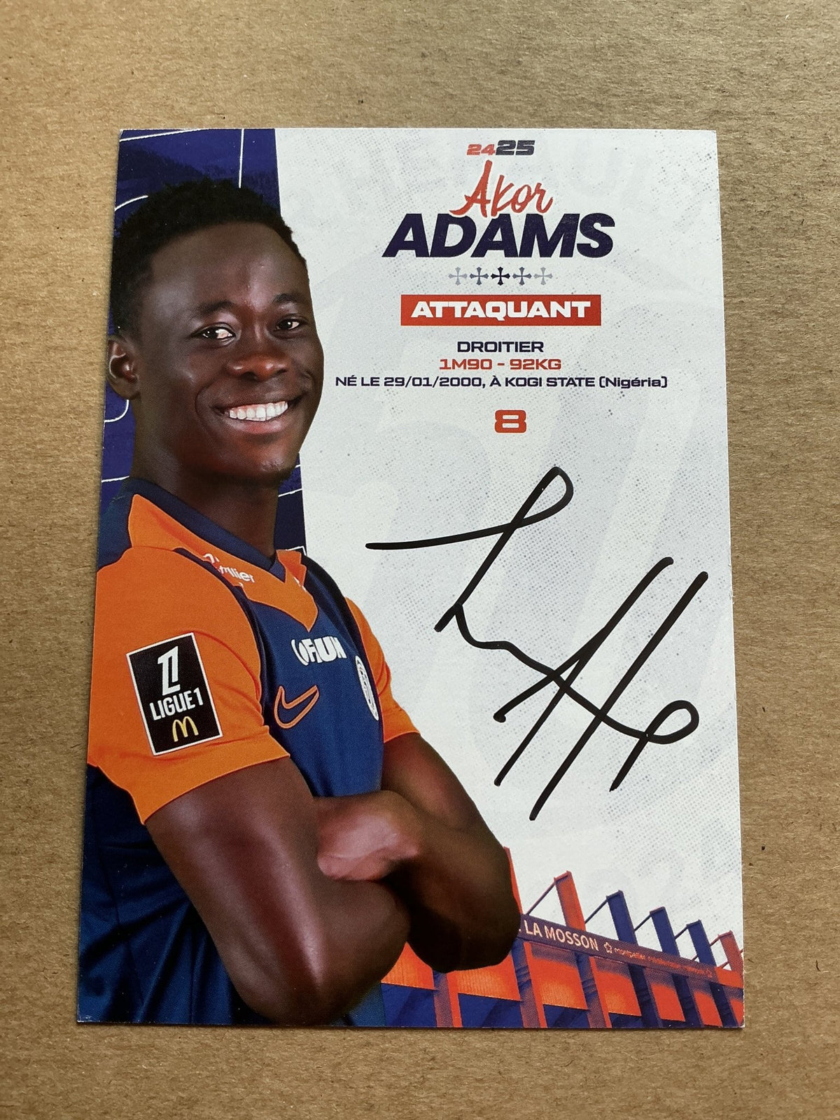 Akor Adams, Nigeria 🇳🇬 Montpellier HSC 2024/25 hand signed - Autographs-World