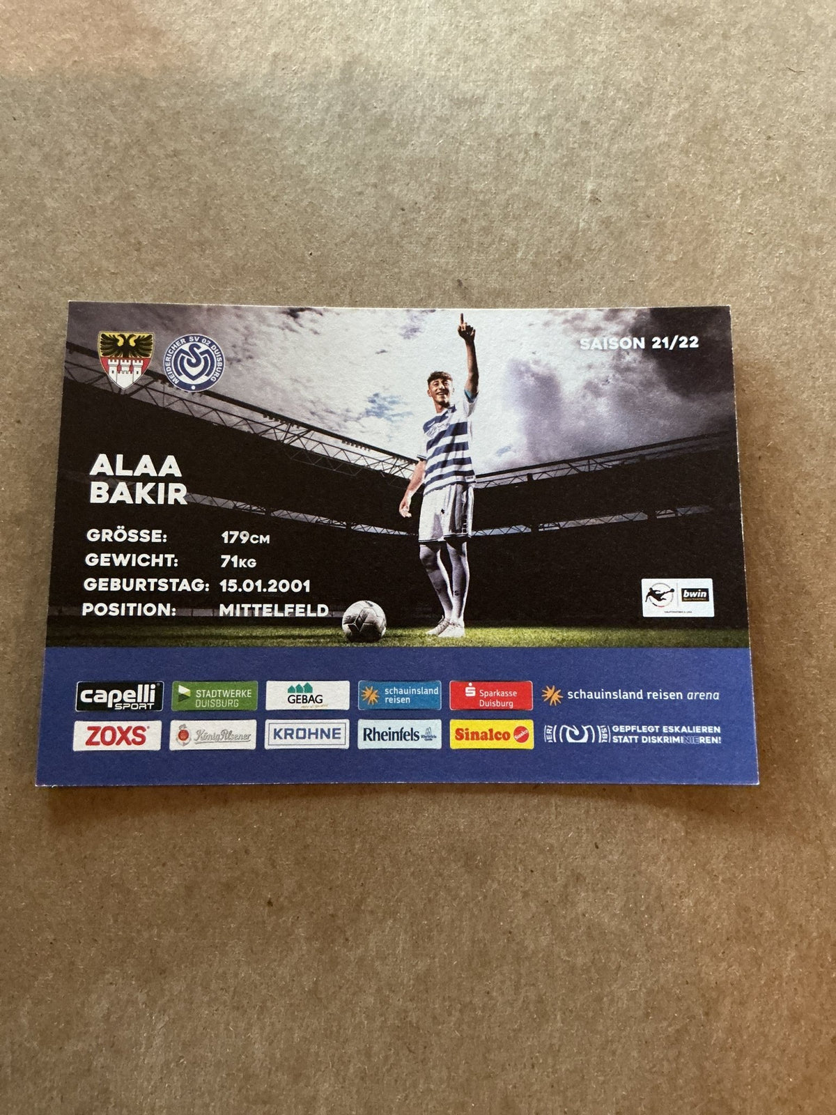 Alaa Bakir, Germany 🇩🇪 MSV Duisburg 2021/22 hand signed - Autographs-World