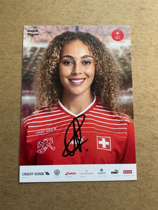 Alayah Pilgrim, Switzerland 🇨🇭 Women’s World Cup 2023 hand signed - Autographs-World