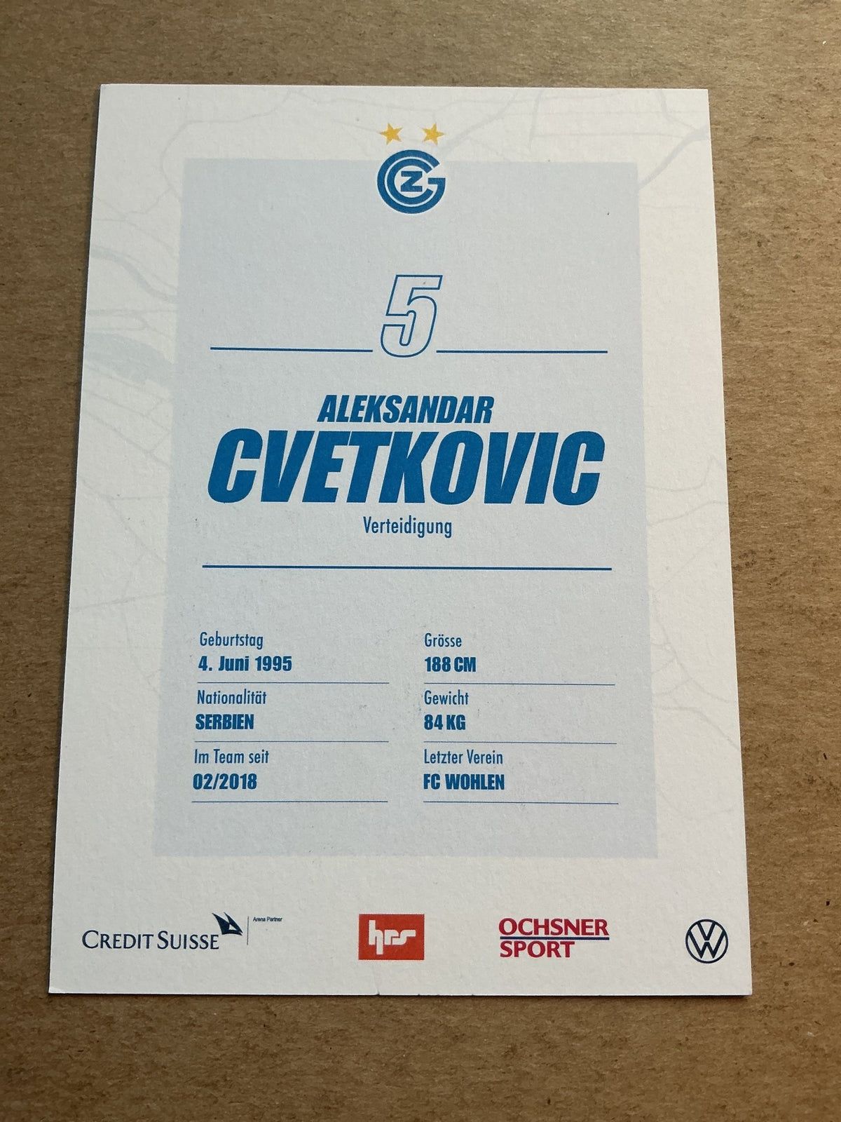 Aleksandar Cvetkovic, Serbia 🇷🇸 Grasshopper Club Zürich 2020/21 hand signed - Autographs-World