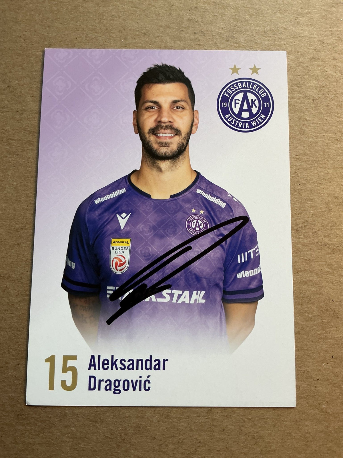 Aleksandar Dragovic, Austria 🇦🇹 Austria Wien 2024/25 hand signed - Autographs-World