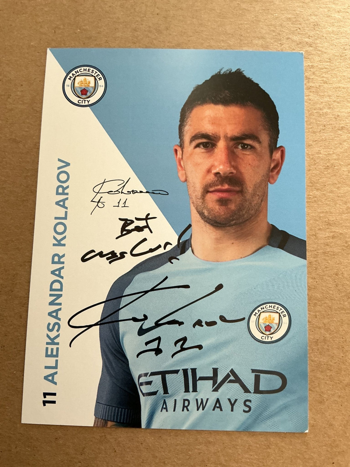 Aleksandar Kolarov, Serbia 🇷🇸 Manchester City 2016/17 hand signed - Autographs-World