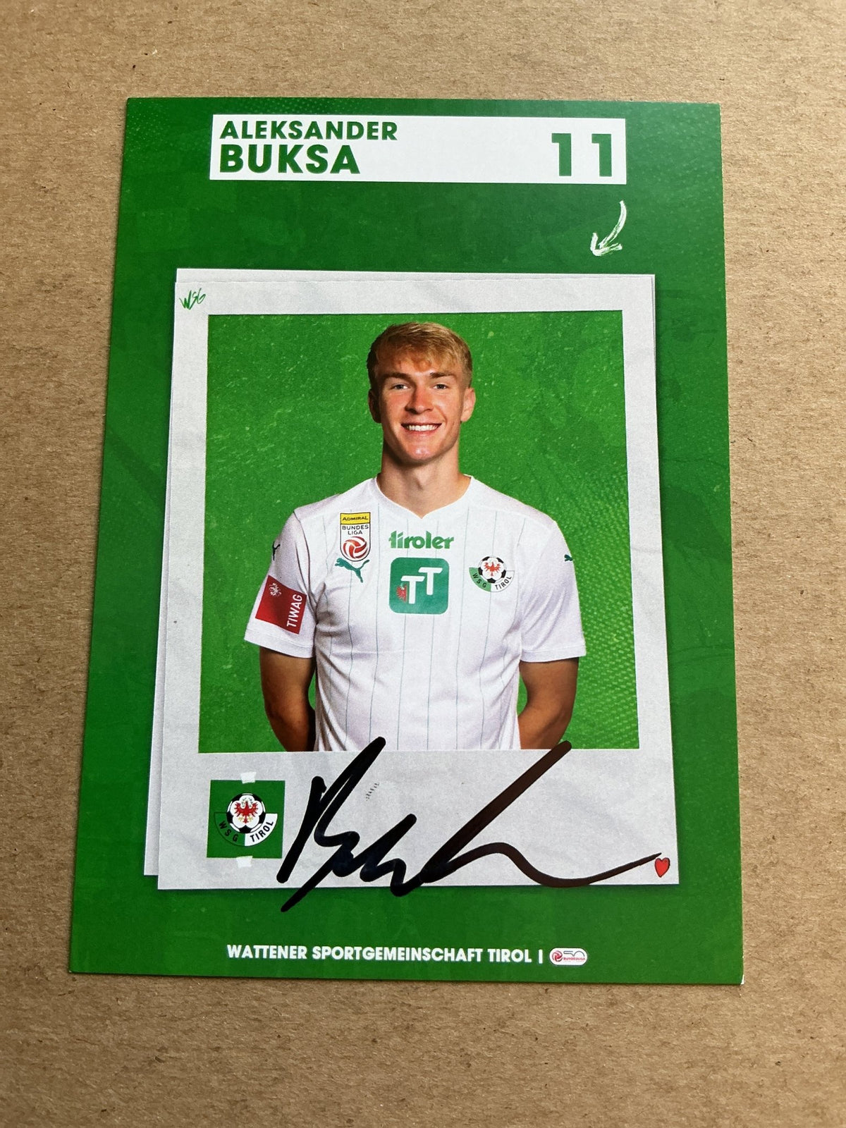 Aleksander Buksa, Poland 🇵🇱 WSG Tirol 2023/24 hand signed - Autographs-World