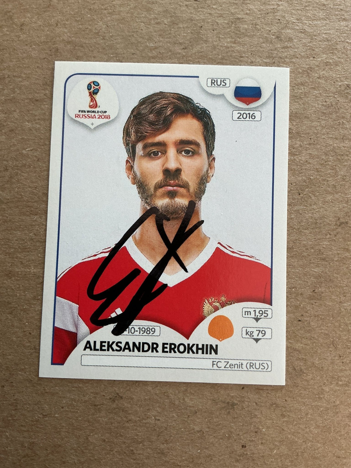 Aleksandr Erokhin, Russia 🇷🇺 FIFA World Cup 2018 Panini hand signed - Autographs-World
