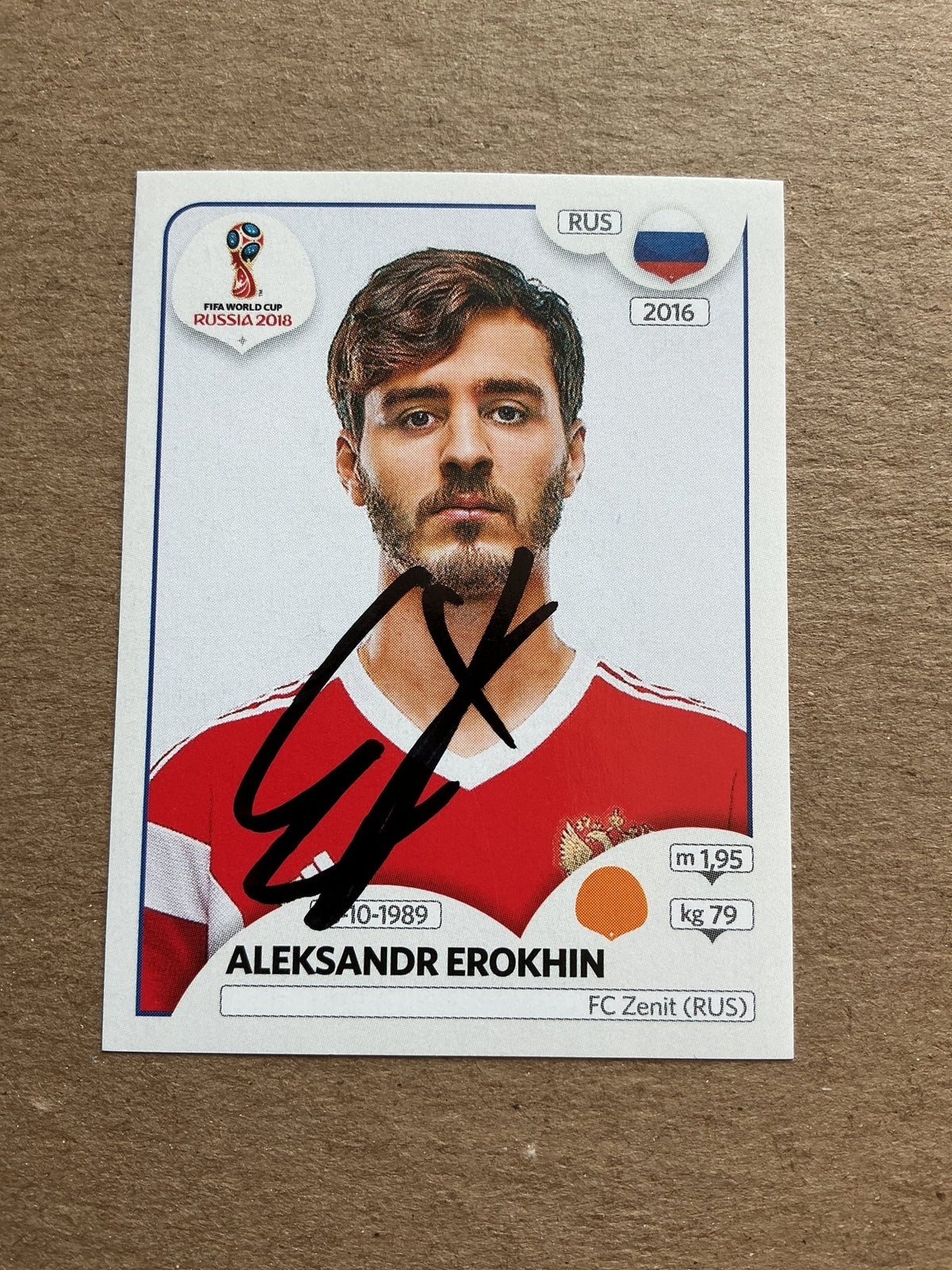 Aleksandr Erokhin, Russia 🇷🇺 FIFA World Cup 2018 Panini hand signed - Autographs-World