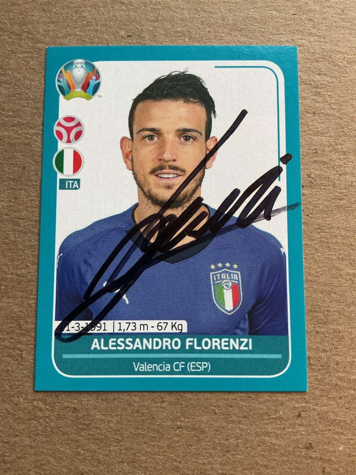 Alessandro Florenzi, Italy 🇮🇹 UEFA Euro 2020 Panini hand signed - Autographs-World
