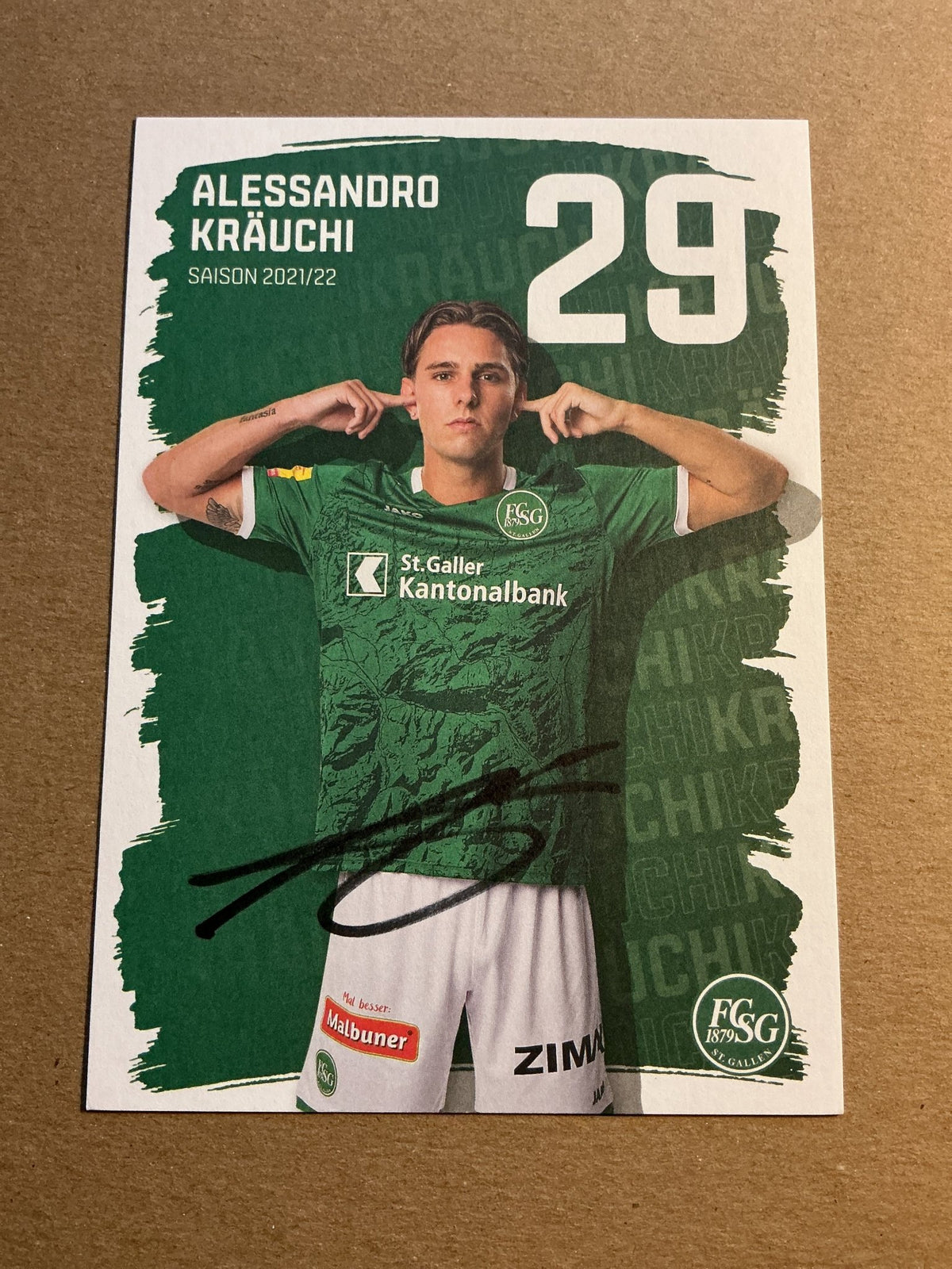 Alessandro Kräuchi, Switzerland 🇨🇭 FC St. Gallen 2021/22 hand signed - Autographs-World