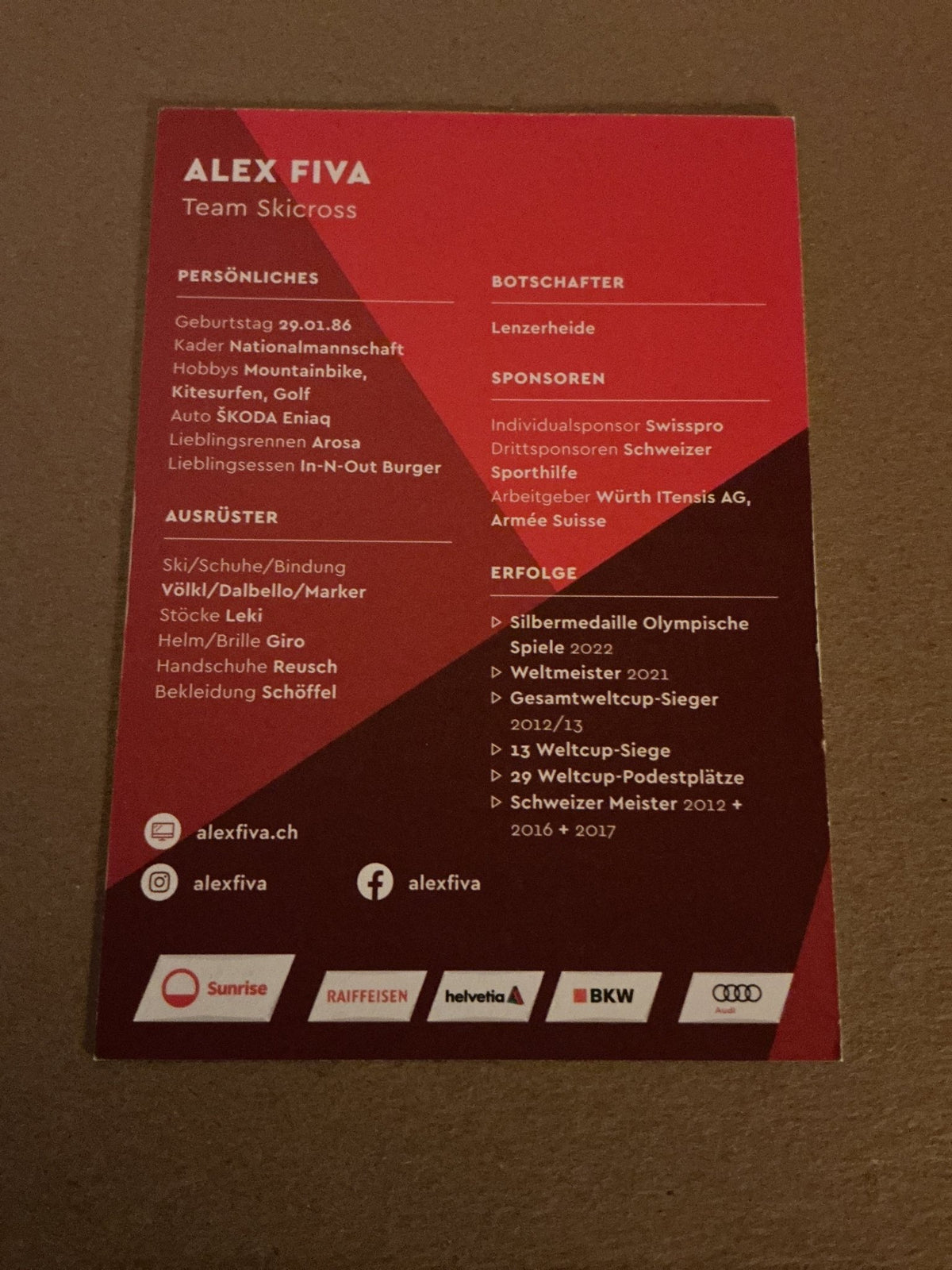 Alex Fiva, Switzerland 🇨🇭Ski Cross 2023/24 hand signed - Autographs-World