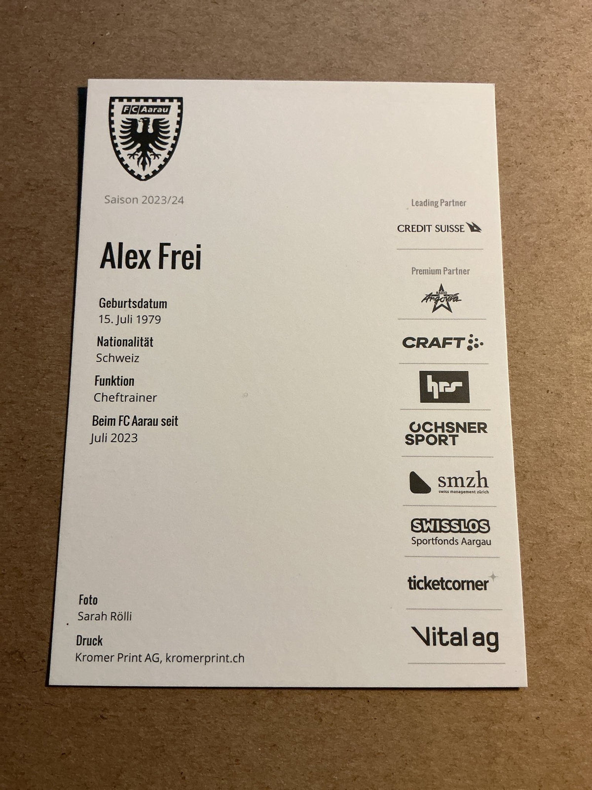 Alex Frei, Switzerland 🇨🇭FC Aarau 2023/24 hand signed - Autographs-World