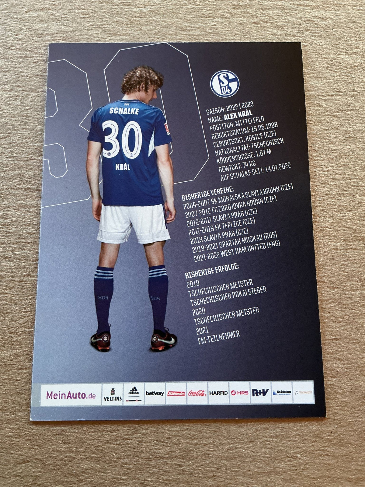 Alex Král, Czech Republic 🇨🇿 FC Schalke 04 2022/23 hand signed - Autographs-World