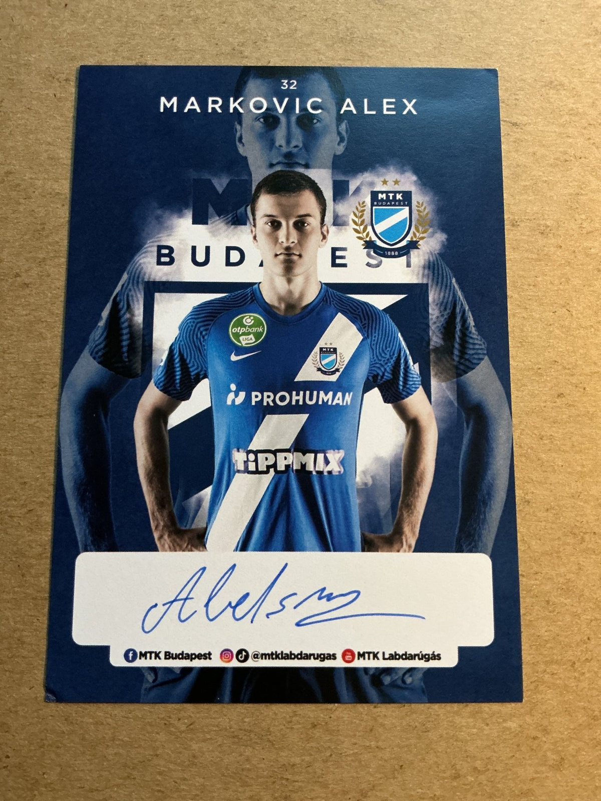 Alex Markovic, Hungary 🇭🇺 MTK Budapest 2021/22 hand signed - Autographs-World