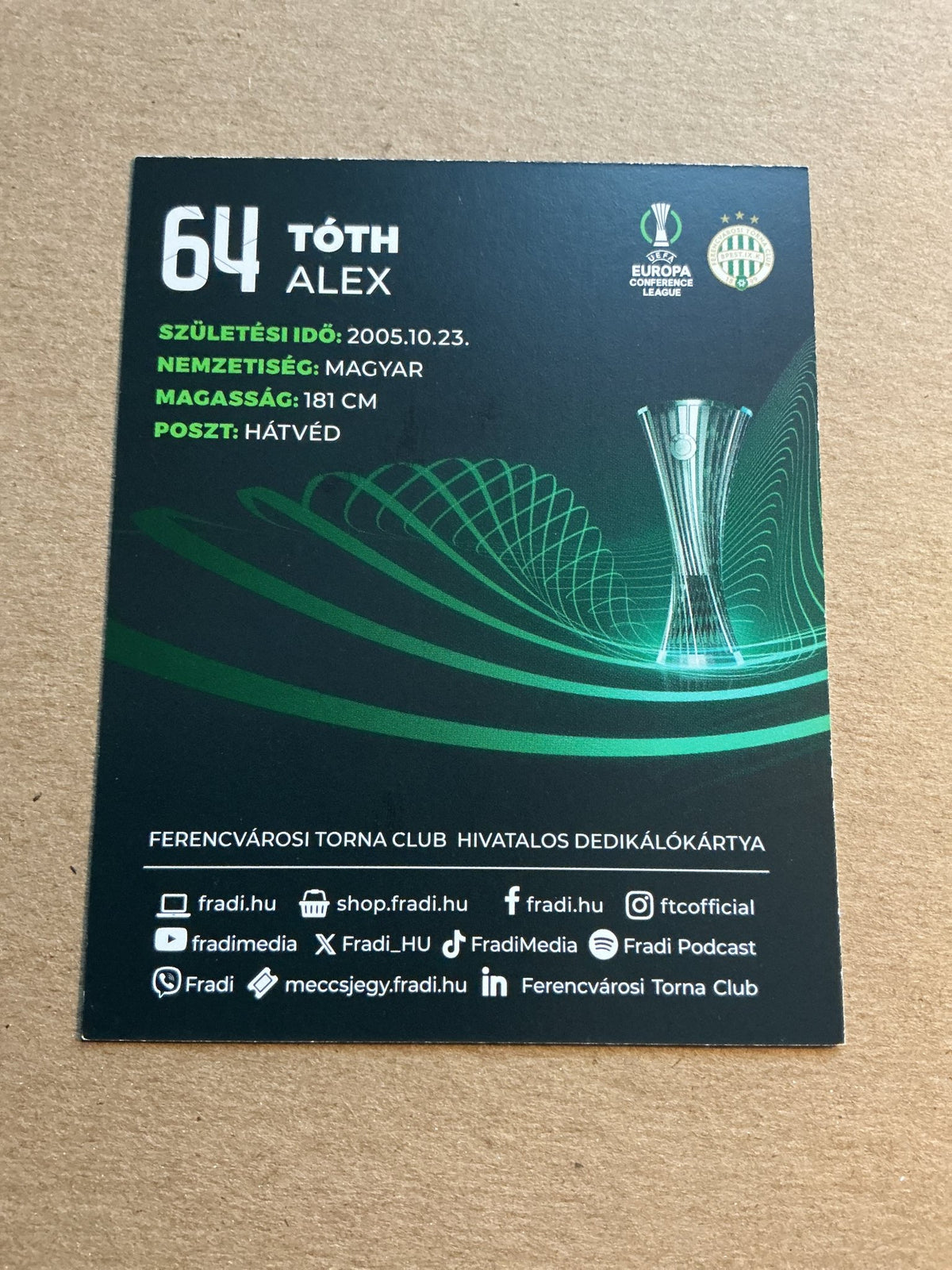 Alex Tóth, Hungary 🇭🇺 Ferencváros TC 2023/24 hand signed - Autographs-World
