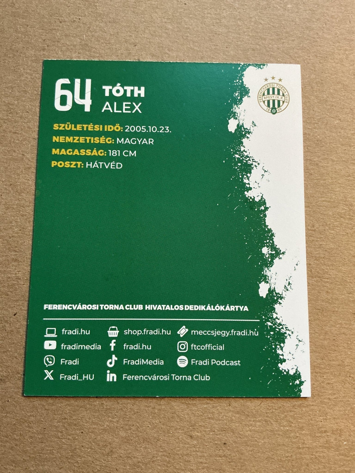 Alex Tóth, Hungary 🇭🇺 Ferencváros TC 2023/24 hand signed - Autographs-World