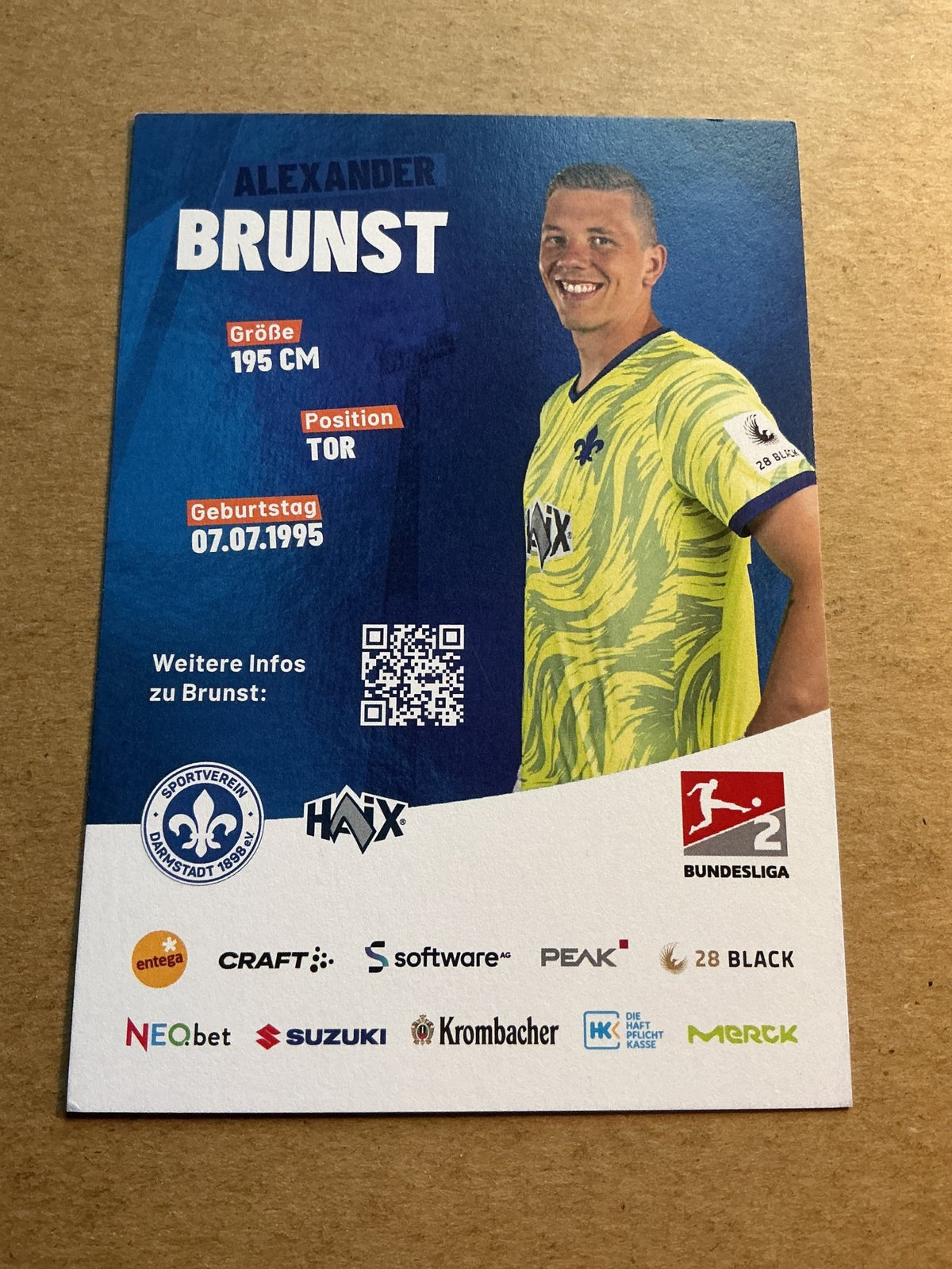Alexander Brunst, Germany 🇩🇪 SV Darmstadt 98 2023/24 hand signed - Autographs-World