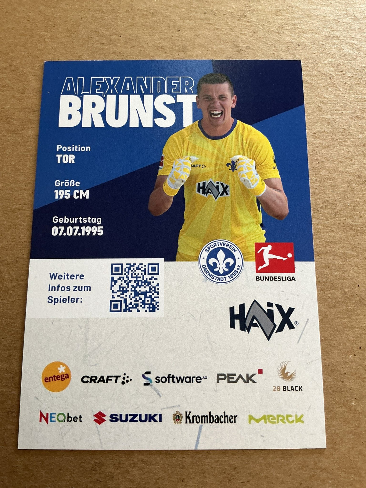 Alexander Brunst, Germany 🇩🇪 SV Darmstadt 98 2023/24 hand signed - Autographs-World