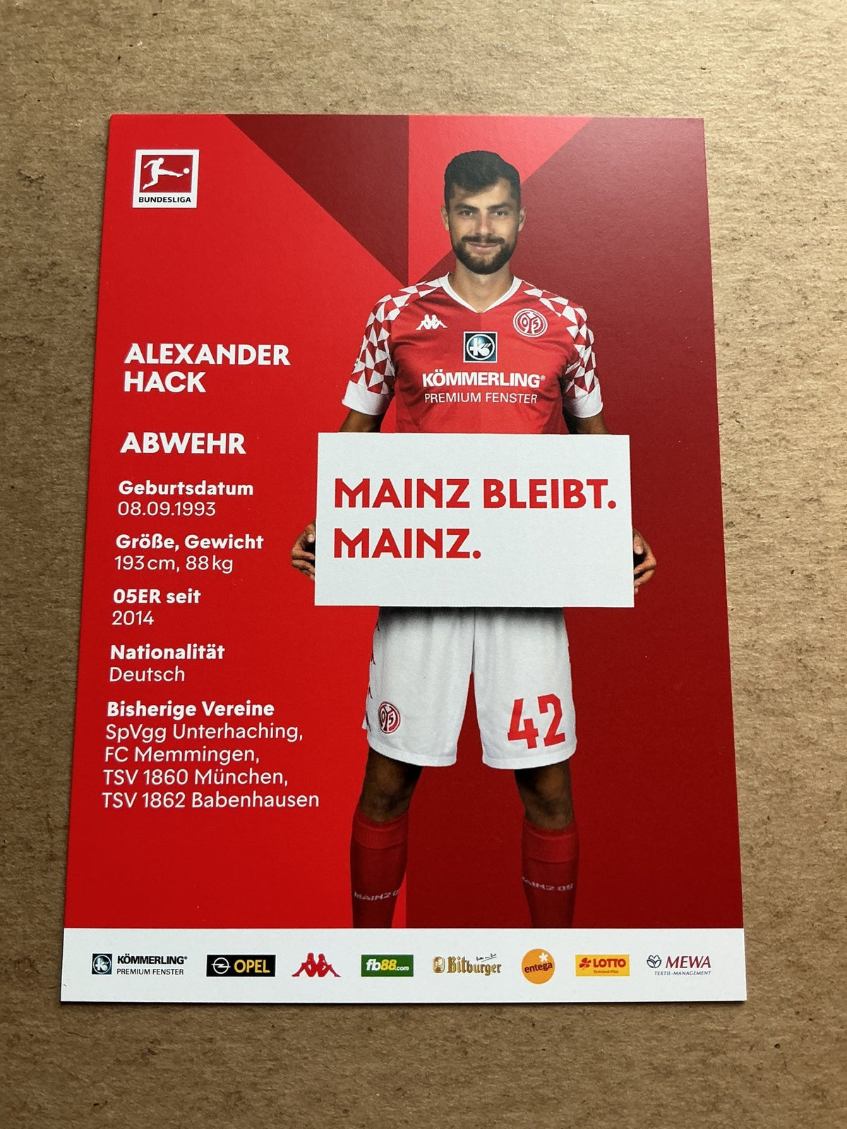 Alexander Hack, Germany 🇩🇪 FSV Mainz 05 2020/21 hand signed - Autographs-World