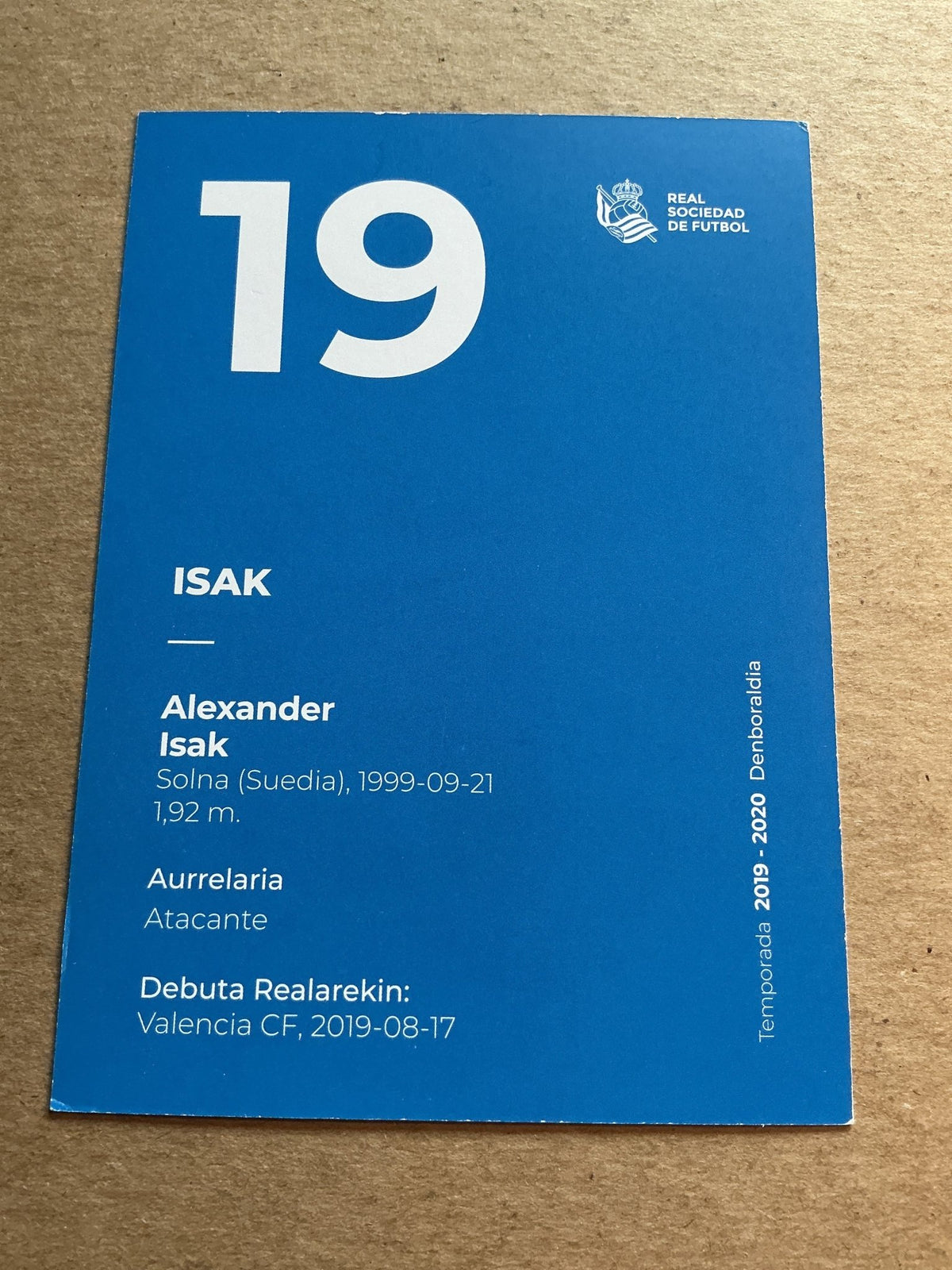 Alexander Isak, Sweden 🇸🇪 Real Sociedad 2019/20 hand signed - Autographs-World