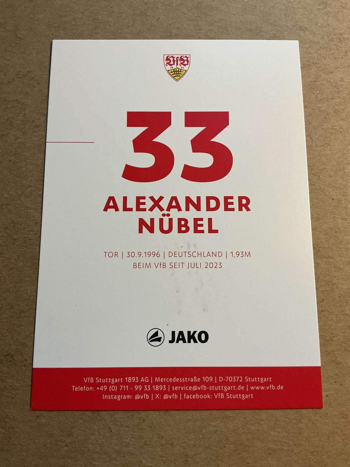Alexander Nübel, Germany 🇩🇪 VfB Stuttgart 2023/24 hand signed - Autographs-World